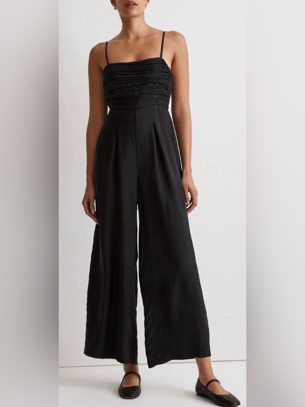 Madewell Black Ruched Wide Leg Jumpsuit (Sz 2)